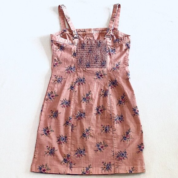 Forever 21 pink floral mini dress Womens Small stretch retro flowers body con - Picture 6 of 10